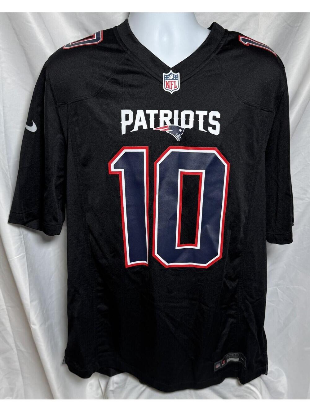 Nike New England Patriots Drake Maye Black Carbon Jersey Mens Size Large NEW
